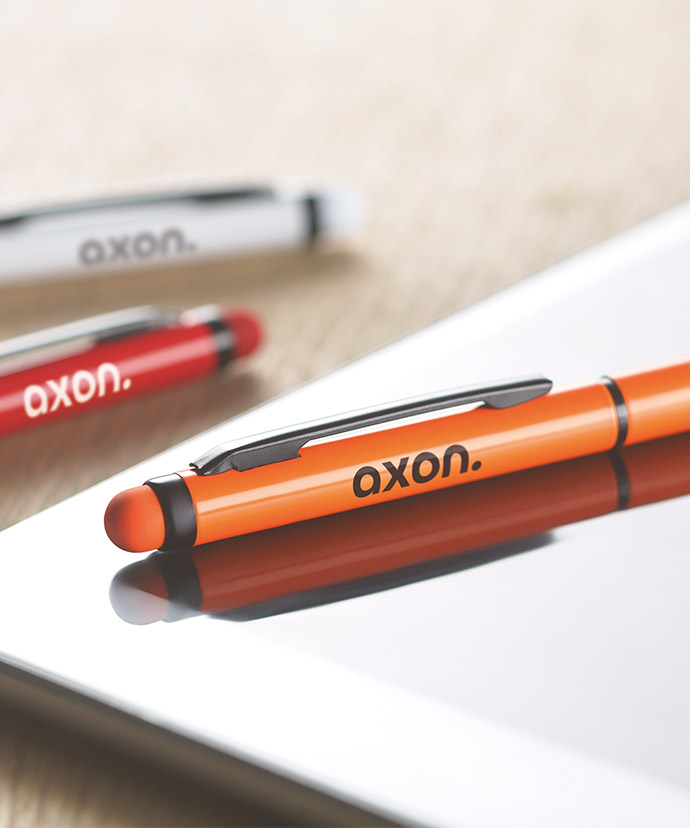 Un bolígrafo con una ubicación de impresión habitual.